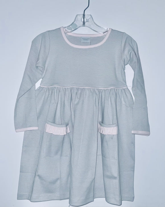 Grey stripe w/ pink pockets dress