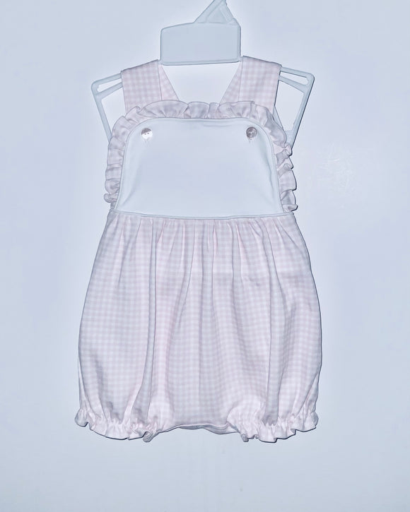 pink check with white bib sunsuit