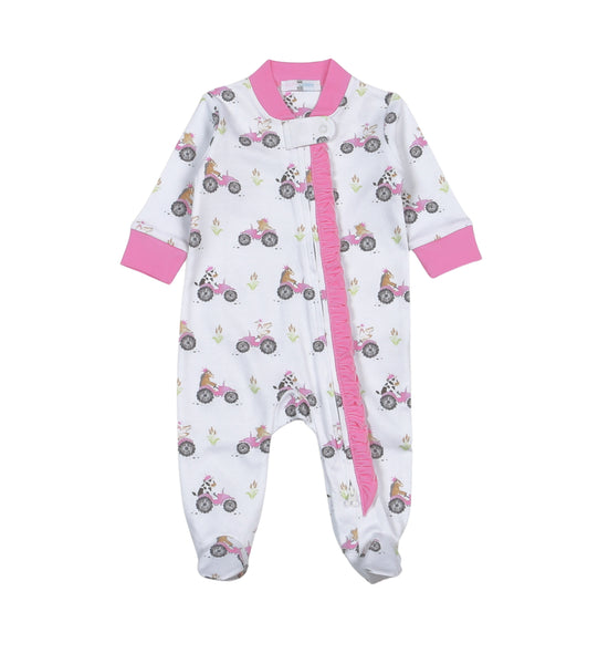Pink tractor print sleeper