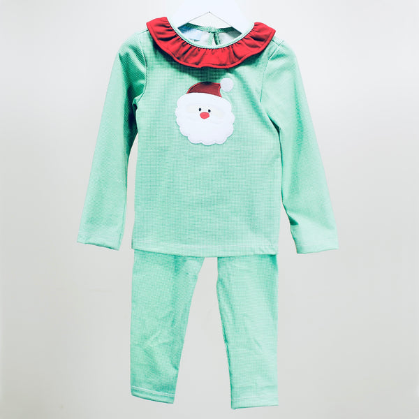 Girls green Santa Pj