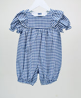 Navy check girl bubble