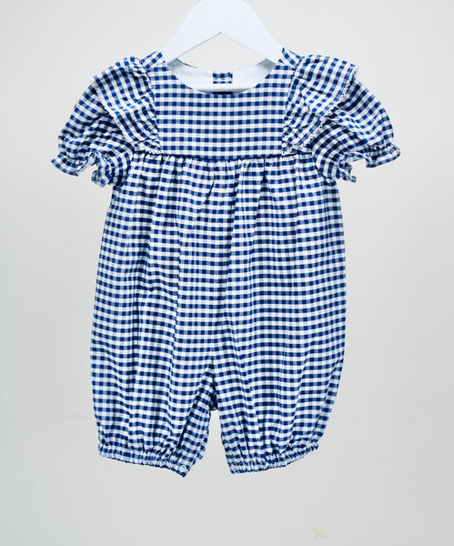 Navy check girl bubble