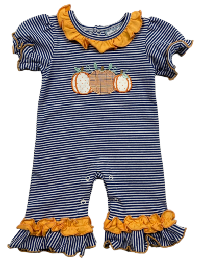 Girl Navy/orange romper