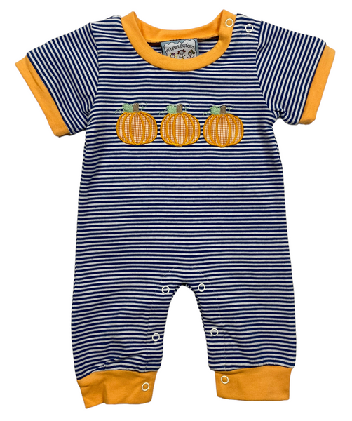 Navy boy 3 Pumpkin romper