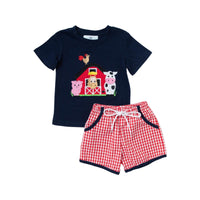 Navy/red boys farm Short Set