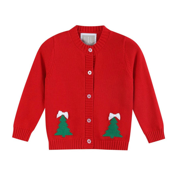 Red Christmas tree cardigan