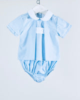 Blue check diaper set