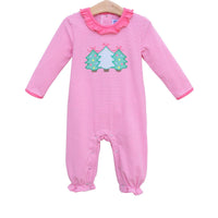 Pink stripe Christmas tree romper