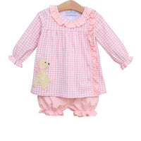 Pink check puppy bloomer set