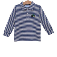 Navy stripe tractor polo