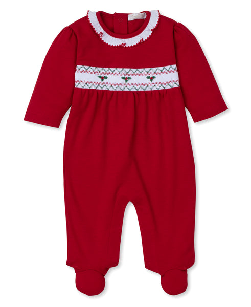 Red smock Christmas footed sleeper