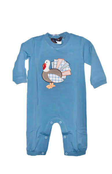 Smoke blue boy turkey romper