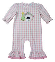 Pink Christmas doghouse Romper