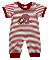 Red stripe football/helmet  romper