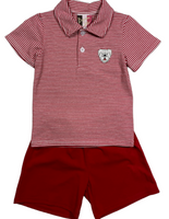 Red stripe bulldog short set