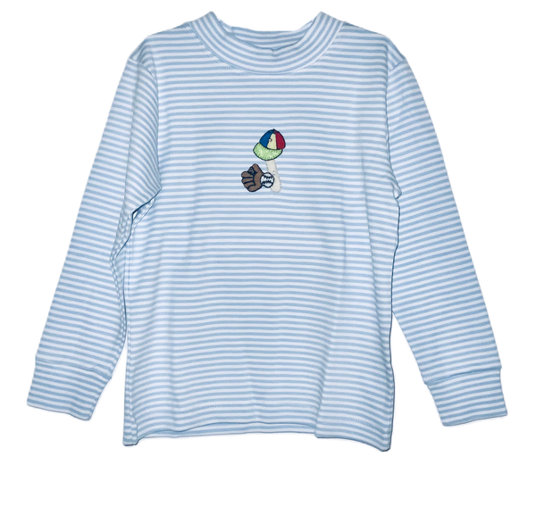 Light blue baseball LS TEE