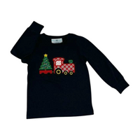 Navy Christmas train shirt