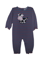 Girl Grey stripe cow romper