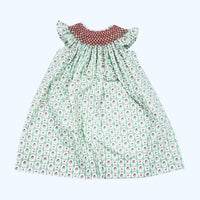 Santa print smocked dress