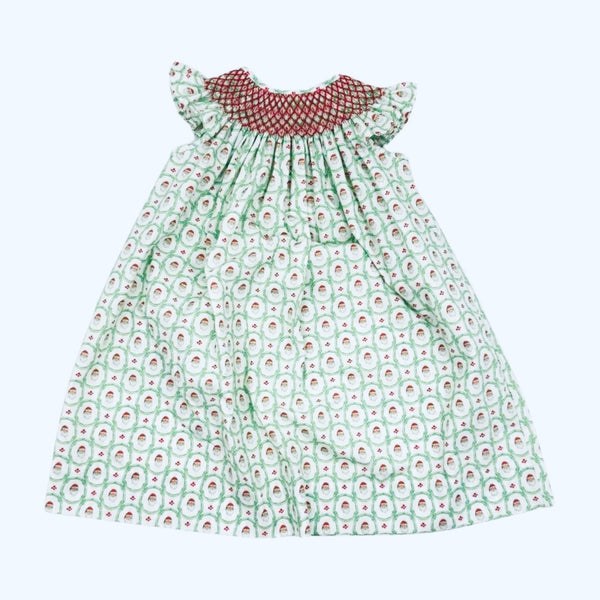 Santa print smocked dress