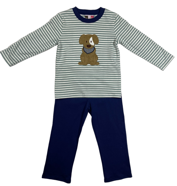 Grey stripe puppy pant set