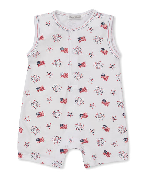 Flag print sleeveless romper