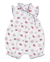 Flag print ruffle bubble