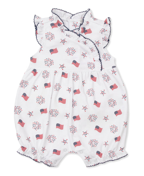 Flag print ruffle bubble