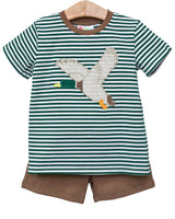 Green stripe mallard short set