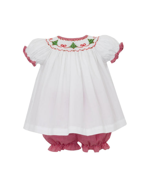 Smocked Christmas Bloomer set