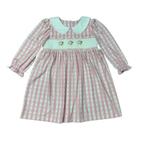 Pink check Santa smocked Dress