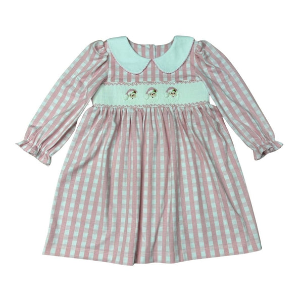 Pink check Santa smocked Dress