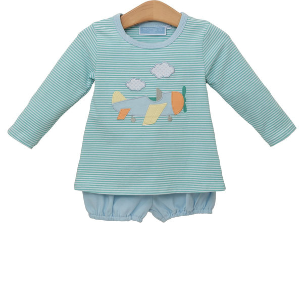 Mint airplane diaper set