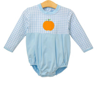 Blue check long sleeve bubble