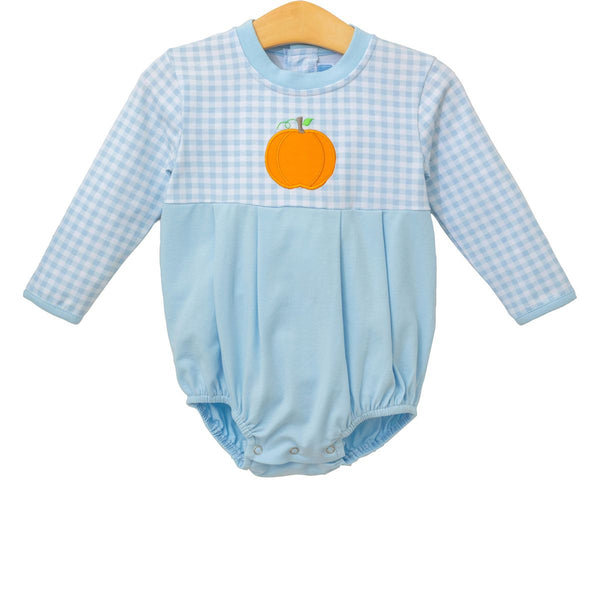 Blue check long sleeve bubble