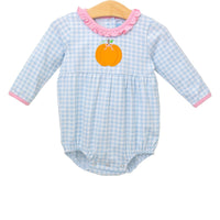 Blue check ruffle bubble