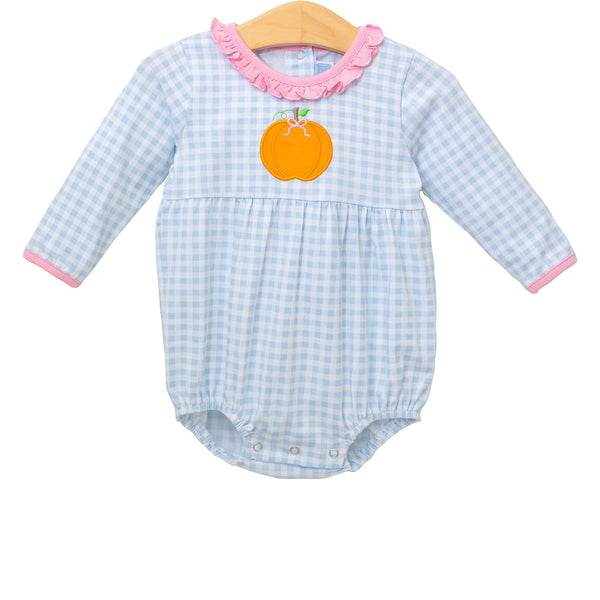 Blue check ruffle bubble