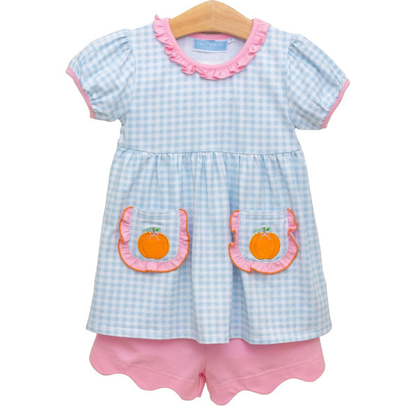 Ruffle check pumpkin pocket Short set