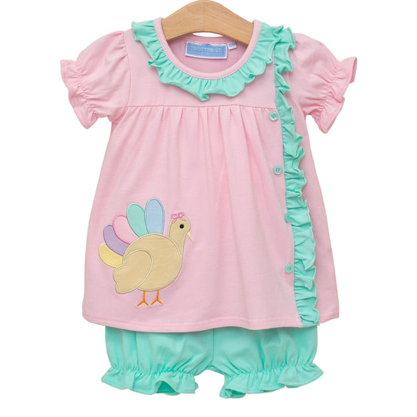 Pink Turkey bloomer set