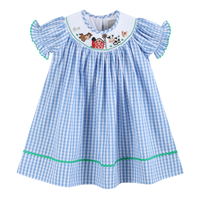 Blue check farm dress