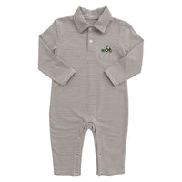 Taupe tractor polo romper