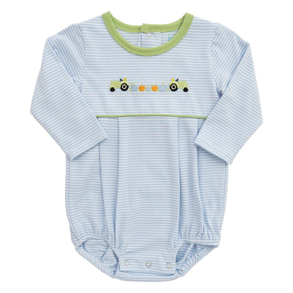 Pumpkin tractor long sleeve bubble