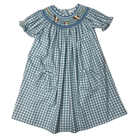 Teal mallards smock dress