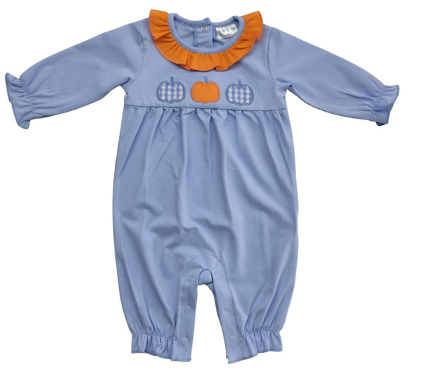 Ruffle trio pumpkin romper