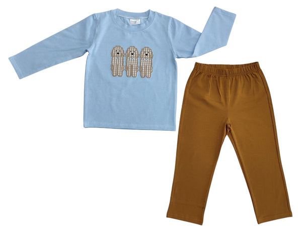 Blue doodle pant set