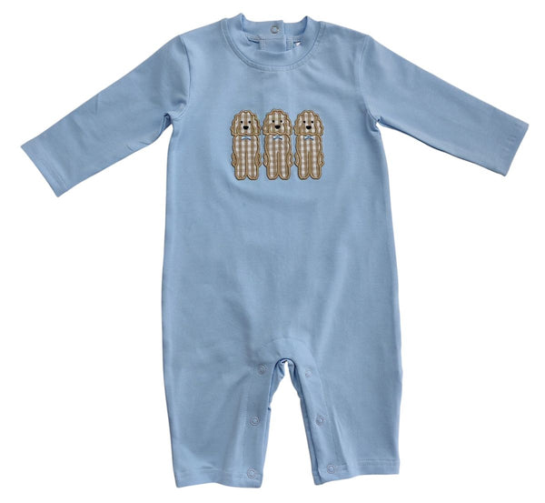Blue doodle romper