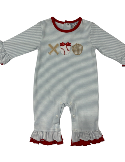 Baseball ruffle romper