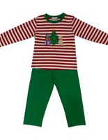 Red stripe Christmas pant set