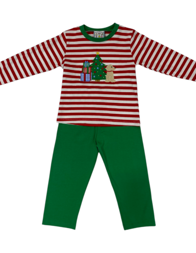 Red stripe Christmas pant set