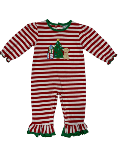 Red stripe Christmas ruffle romper